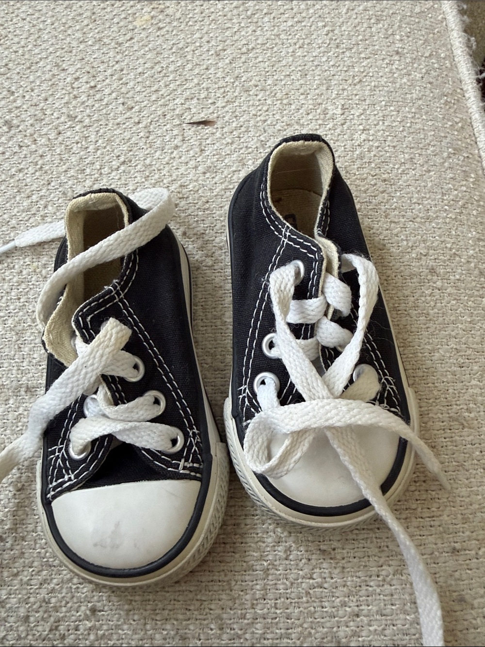 Converse low Kids Black Canvas Lace-Up Sneakers with White Accents